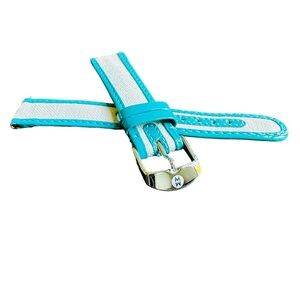 NWOT Michele Blue Patent Leather and Canvas Watch Strap